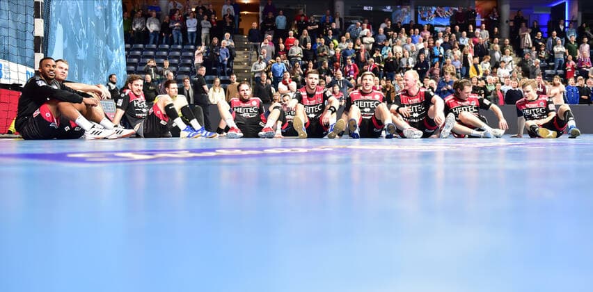 08 12 2019 Handball 1 Bundesliga LIQUI MOLY HBL Season 2019 2020 16 Matchday HC Erlangen Metropolregion Nürnberg HCE SC DHfK Leipzig OGo Team Team Jubilation Jubel Freude nach Spielende