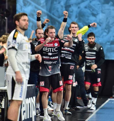 08 12 2019 Handball 1 Bundesliga LIQUI MOLY HBL Season 2019 2020 16 Matchday HC Erlangen Metropolregion Nürnberg HCE SC DHfK Leipzig OGo Team Team Jubel Freude