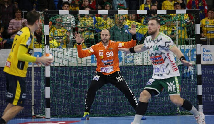 Handball, 1 Bundesliga Rhein Neckar Löwen Frisch Auf Göppingen, 16 Matchday on 08 12 2019, Season 2019 20, ZmdZ, Urh Kastelic 99, Goalkeeper, Goeppingen , Rhein Neckar Löwen Frisch Auf Göppingen