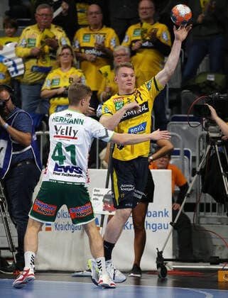 Handball, 1 Bundesliga Rhein Neckar Löwen Frisch Auf Göppingen, 16 Matchday 08 12 2019, Season 2019 20, ZmdZ, Tim Ganz 77, Rhein Neckar Löwen , Till Hermann 41, Goeppingen , Rhein Neckar Löwen Frisch Auf Göppingen