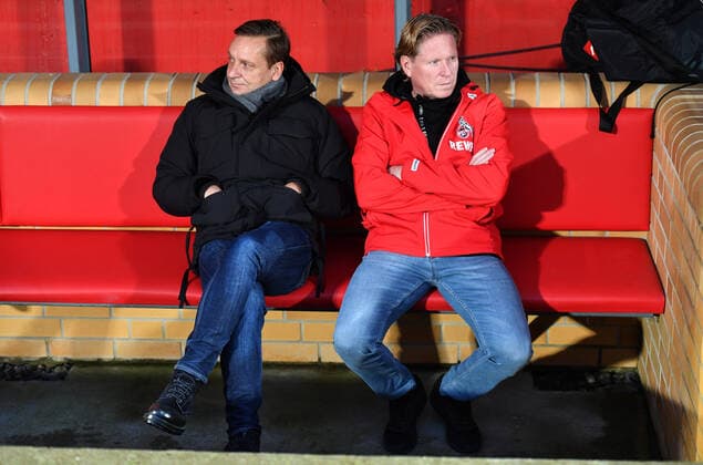 Markus Gisdol Trainer Cologne , and Horst Heldt Managing Director Sport Cologne , 1 FC Union Berlin 1 FC Cologne 1 Bundesliga 2019 2020, Season 2019 2020, Football, Soccer, DFL, soccer, Men, Germany, Germany, Berlin, 8 12 2019 Stadion Alte Foersterei DFL REGULATIONS PROHIBIT ANY USE OF PHOTOGRAPHS AS IMAGE SEQUENCES AND OR QUASI VIDEO