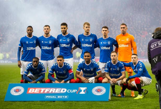 Football - 2019 Betfred Scottish League Cup Final - Celtic vs. Rangers Rangers team picture, Hampden Park Glasgow. COLORSPORT BRUCE WHITE 