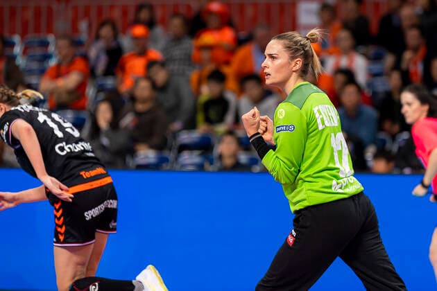 Handball, Women WM 2019, Main Round, Group 1, 6 Matchday , Netherlands Germany Goalkeeper Dinah Eckerle Germany SG BBM Bietigheim Jubel Freude Emotion Kumamoto Aqua Dome Kumamoto Japan