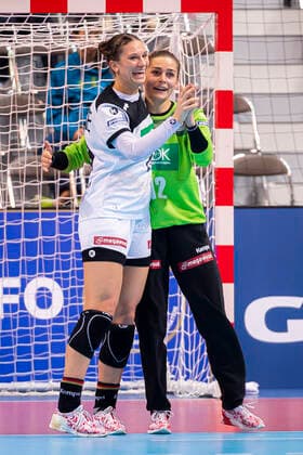 Handball, Women WM 2019, Main Round, Group 1, 6 Matchday , Netherlands Germany Julia Behnke Germany Rostov Don , Goalkeeper Dinah Eckerle Germany SG BBM Bietigheim Kumamoto Aqua Dome Kumamoto Japan