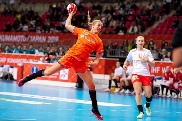 Handball, Women WM 2019, Main Round, Group 1, 7 Matchday , Denmark Netherlands Danick Snelder Netherlands Kumamoto Aqua Dome Kumamoto Japan