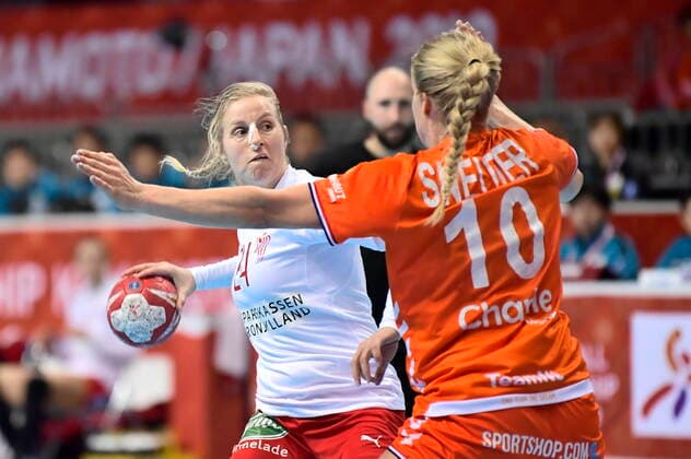 Mia Rej in action when Denmark meets Netherlands, in Group 1 intermediate round, at the Womens Handball World Cup in Aqua Dome Kumamoto, Japan, Monday, December 9, 2019, Kumamoto Denmark,  Copyright: BoxAmstrupx cop222 spdk20191209-111818-L