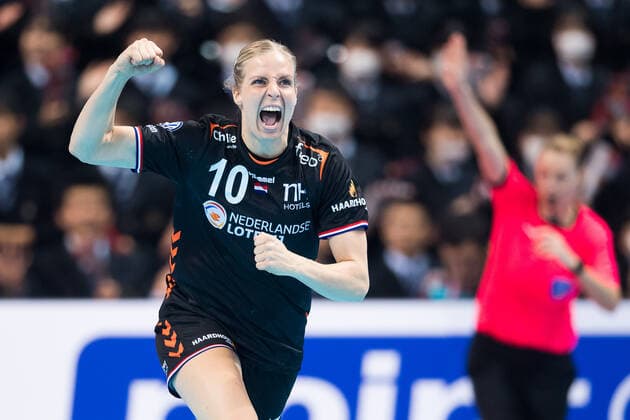 191211 Danick Snelder of Norway celebrates during the Women s World Handball Championship game between Netherlands and South Korea on December 11, 2019 in Kumamoto Photo Daniel Stiller Bildbyran kod DS 59423 bbeng dam women handball handboll world handball championship 2019 handball vm netherlands holland south korea jubel,  Copyright: DANIELxSTILLER BB191211DS003