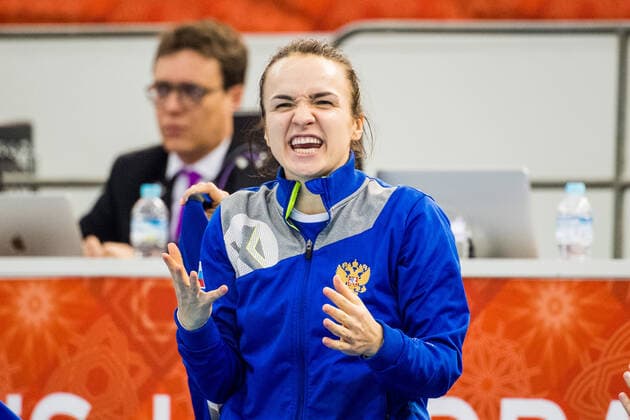 191211 Anna Vyakhireva of Russia celebrates during the Women s World Handball Championship match between Spain and Russia on December 11, 2019 in Kumamoto Photo Ludvig Thunman BILDBYRAN kod LT 35699 bbeng dam women handball handboll world handball championship 2019 ryssland russia spain spanien jubel celebration,  Copyright: LUDVIGxTHUNMAN BB191211LT002