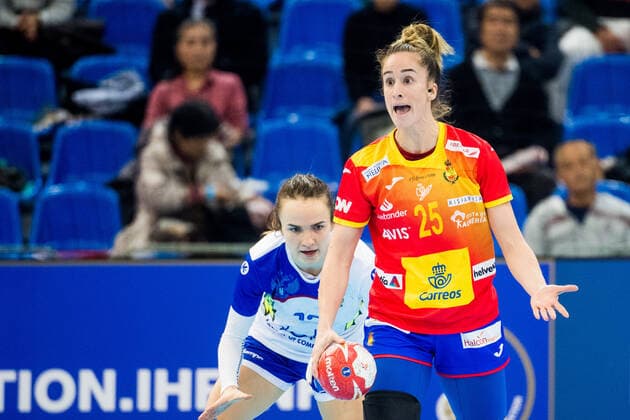 191211 Nerea Pena Abaurrea of Spain reacts during the Women s World Handball Championship match between Spain and Russia on December 11, 2019 in Kumamoto Photo Ludvig Thunman BILDBYRAN kod LT 35699 bbeng dam women handball handboll world handball championship 2019 ryssland russia spain spanien,  Copyright: LUDVIGxTHUNMAN BB191211LT030