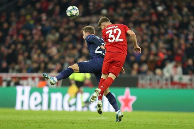 l r in duel, action, with Christian Eriksen 23 Tottenham Hotspur and Joshua Kimmich 32 FC Bayern Muenchen , FC Bayern Muenchen vs Tottenham Hotspur, football, preliminary round, Champions League, 11 12 2019 Muenchen Bayern Germany Copyright: xkolbert-press ChristianxKolbertx