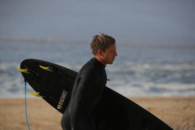 05 12 2019, xmgoodx Nazare, Portugal Big Wave Surfer Sebastian Steudtner Germany with his surfboard