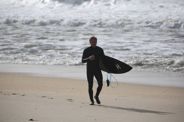 05 12 2019, xmgoodx Nazare, Portugal Big Wave Surfer Sebastian Steudtner Germany with his surfboard