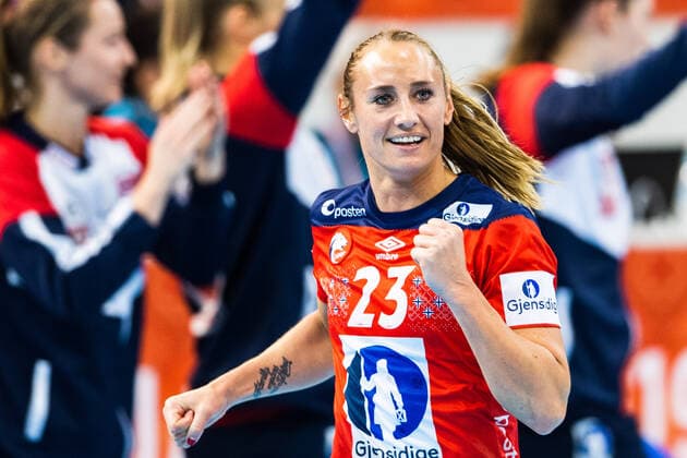 191213 Camilla Herrem of Norway celebrates during the Women s World Handball Championship semifinal between Norway and Spain on December 13, 2019 in Kumamoto Photo Daniel Stiller Bildbyran kod DS 59429 bbeng dam women handball handboll world handball championship 2019 handball norway norge vm spain spanien jubel,  Copyright: DANIELxSTILLER BB191213DS089