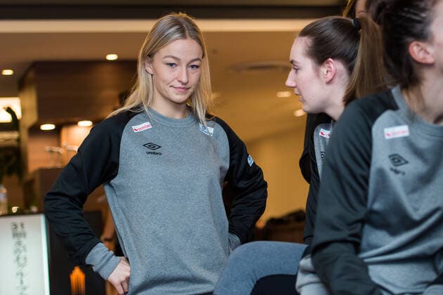 191214 Stine Bredal Oftedal looks dejected during a press meeting with the Norwegian team at the Women s World Handball Championship on December 14, 2019 in Kumamoto Photo Daniel Stiller Bildbyran kod DS 59430 bbeng dam women handball handboll world handball championship 2019 handball norway norge vm depp,  Copyright: DANIELxSTILLER BB191214DS013