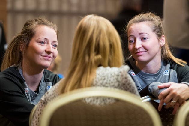 191214 Goalkeeper Silje Solberg and Sanna Solberg during a press meeting with the Norwegian team at the Women s World Handball Championship on December 14, 2019 in Kumamoto Photo Daniel Stiller Bildbyran kod DS 59430 bbeng dam women handball handboll world handball championship 2019 handball norway norge vm,  Copyright: DANIELxSTILLER BB191214DS014