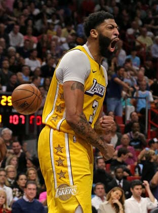 December 13, 2019, Miami, FL, USA: The Los Angeles Lakers Anthony Davis (3) reacts after a play in the fourth quarter against the Miami Heat at the AmericanAirlines Arena in Miami on Friday, Dec. 13, 2019. The Lakers won, 113-110. LA Lakers at Miami - ZUMAm67_ 20191213_zaf_m67_036 Copyright: xDavidxSantiagox