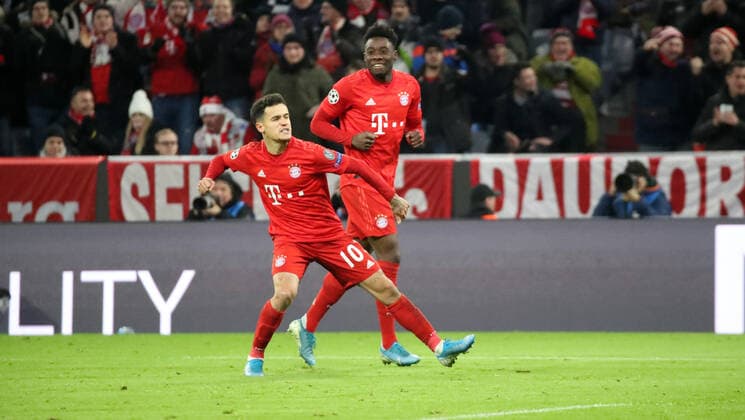 FC Bayern Munich Tottenham Hotspurs Germany, Munich, 11 12 2019, Football, Champions League, Season 2019 2020, FC Bayern Munich Tottenham Hotspurs Philippe Coutinho FC Bayern Munich Jubel Tor 3 1 Coutinho