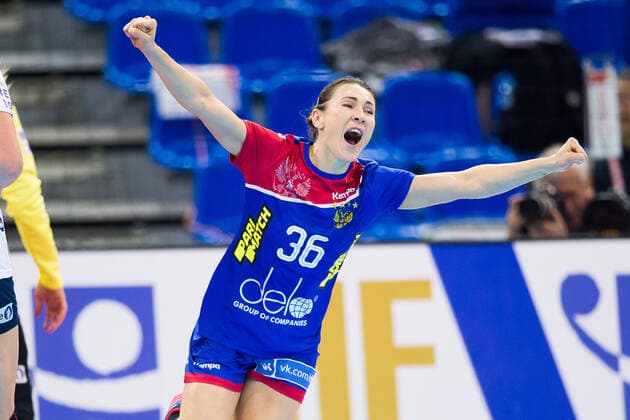 191215 Luliia Managarova of Russia celebrates during the Women s World Handball Championship bronze game between Norway and Russia on December 15, 2019 in Kumamoto Photo Daniel Stiller Bildbyran kod DS 59431 bbeng dam women handball handboll world handball championship 2019 handball norway norge vm russia ryssland jubel,  Copyright: DANIELxSTILLER BB191215DS026