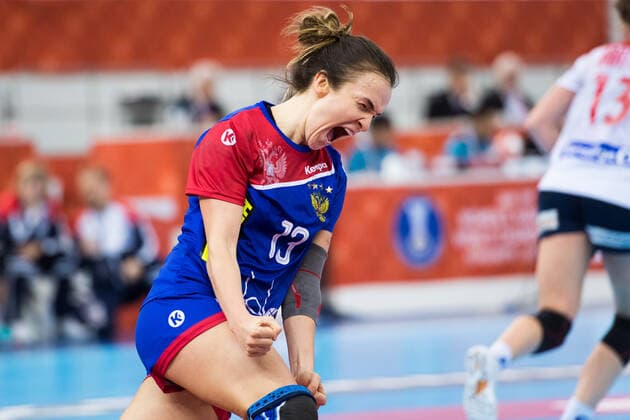 191215 Anna Vyakhireva of Russia celebrates during the Women s World Handball Championship bronze game between Norway and Russia on December 15, 2019 in Kumamoto Photo Daniel Stiller Bildbyran kod DS 59431 bbeng dam women handball handboll world handball championship 2019 handball norway norge vm russia ryssland jubel,  Copyright: DANIELxSTILLER BB191215DS033