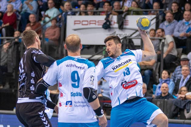 Robert Markotic TVB 1898 Stuttgart Germany, Stuttgart, 15 12 2019, Haba, Bundesliga TVB 1898 Stuttgart vs. THW Kiel, Porsche Arena
