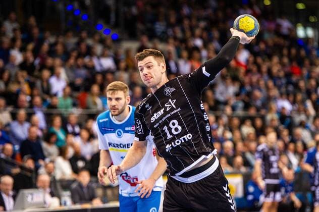 Ekberg, Niclas THW Kiel 18 at the match in the Handball Bundesliga, TVB 1898 Stuttgart THW Kiel Stuttgart 15 12 19 Handball , Stuttgart Baden Wuerttemberg Germany