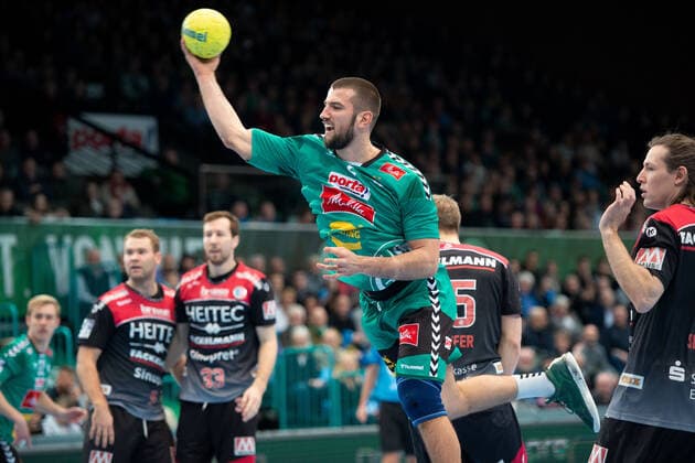 Minden, Germany 15 12 2019 1 Handball Bundesliga 2019 2020 GWD Minden vs HC Erlangen Lucas Champion Minden Minden North Rhine-Westphalia Germany Kampa Halle