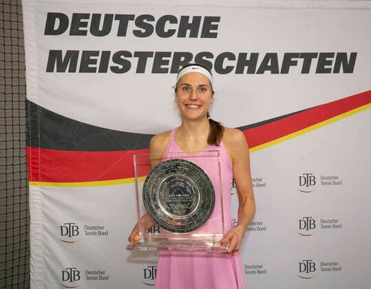 Winner Antonia Lottner with cup, trophy, award ceremony, presentation of the German Championship in Biberach an der Riß, 48 German Indoor Championships 2019 Copyright: xJuergenxHasenkopfx