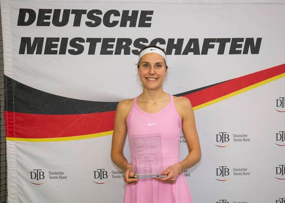 Winner Antonia Lottner with cup, trophy, award ceremony, presentation of the German Championship in Biberach an der Riß, 48 German Indoor Championships 2019 Copyright: xJuergenxHasenkopfx