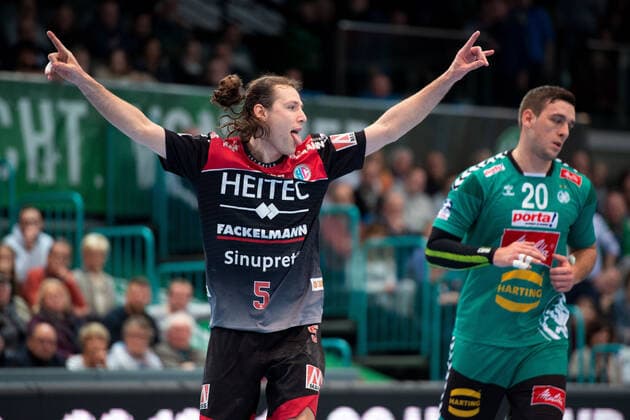 Minden, Germany 15 12 2019 1 Handball Bundesliga 2019 2020 GWD Minden vs. HC Erlangen Johannes Sellin Erlangen Minden North Rhine-Westphalia Germany Kampa Halle
