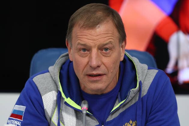 MOSCOW, RUSSIA - DECEMBER 17, 2019: Alexei Alekseyev, coach of the Russian team, at a press conference, PK, Pressekonferenz on their performance at the 2019 IHF World Women s Handball Championship held in Japan. Alexander Shcherbak TASS  TS0C7960