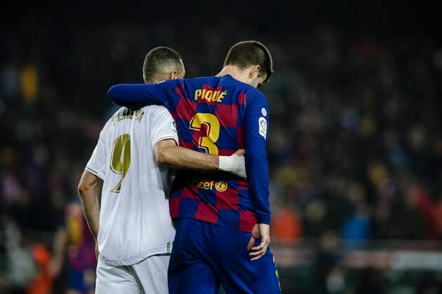 09 Karim Benzema from France of Real Madrid and 03 Gerard Pique from Spain of FC Barcelona during La Liga match between FC Barcelona and Real Madrid at Camp Nou on December 18, 2019 in Barcelona, Spain Cordon Press,  xXavixBonillax xx
