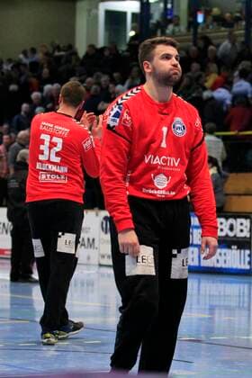 2 Bundesliga Handball VfL Luebeck Schwartau TSV Bayer Dormagen 20 12 2019, Hansehalle Luebeck, GER, 2 Bundesliga Handball VfL Luebeck Schwartau TSV Bayer Dormagen in the picture picture picture shows Goalkeeper Marino Mallwitz VfL Luebeck Schwartau is disappointed disappointed after home defeat nordphotox xTauchnitz nph00059