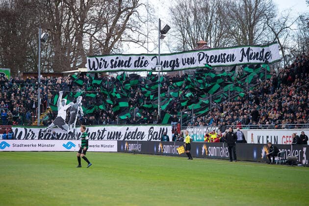 Münster, Germany 21 12 2019 3 Liga 2019 2020 SC Preußen Münster vs TSV 1860 München Fans Münster with a choreography Münster Nordrhein Westfalen Germany Preußenstadion