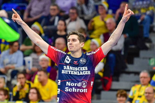 LIQUI MOLY Handball Bundesliga 2019 2020 21 12 2019 Rhein Neckar Löwen SG Flensburg Handewitt, SAP Arena Mannheim Marius Steinhauser SG Flensburg Handewitt, 19 Goal cheers Emotions, 21 12 2019, Mannheim Germany , Handball, Bundesliga, Rhein Neckar Löwen SG Flensburg Handewitt xshx
