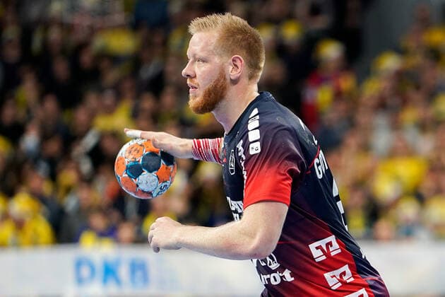 Jim Gottfridsson Flensburg, 24 , on the ball, single picture, action, action, 21 12 2019, Mannheim Germany , Handball, Bundesliga, Rhein Neckar Löwen SG Flensburg Handewitt xozx