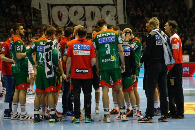 22 12 2019, xgox, Handball Liqui Moly HBL, SC Magdeburg MT Melsungen emspor, from l time-out magdeburg GETEC Arena