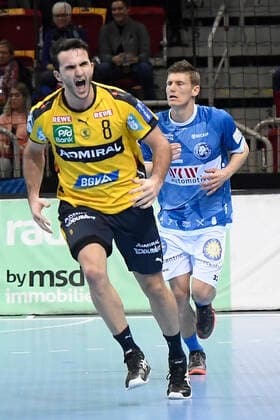 Handball Bundesliga 19 Matchday Bergischer HC Rhein Neckar Lions on 26 12 2019 in the ISS Dome in Düsseldorf Rhein Neckar Lion Romain Lagarde No 8 celebrates a goal WD