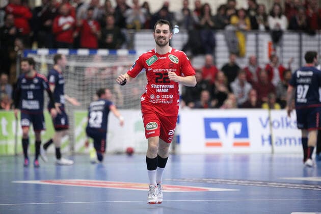 Vyron Papadopoulos ASV Hamm Westphalia 22 GER, Handball, 2 Bundesliga, ASV Hamm Westphalia vs. SG BBM Bietigheim, 26 12 2019 Hamm Copyright: xStrohdiekx Eibner-Pressefotox EP_jsk