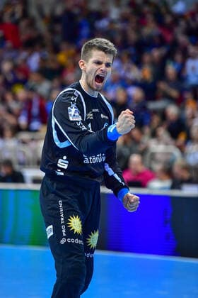 LIQUI MOLY Handball Bundesliga 2019 2020 26 12 2019 Bergischer HC Rhein Neckar Löwen, ISS Dome Düsseldorf Christopher Rudeck Goalkeeper, Bergischer HC, 1 Goalkeeper Cheers Emotions, 26 12 2019, Düsseldorf Germany , Handball, Bundesliga, Bergischer HC Rhein Neckar Löwen xshx