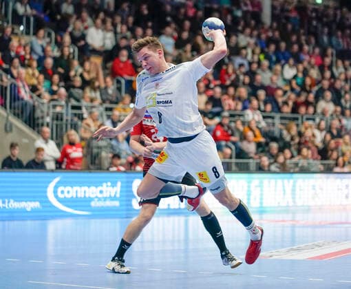 26 12 2019, Emslandarena, Lingen, GER, Handball, 1 Bundesliga HSG Nordhorn Lingen SC Magdeburg, Christoph Steinert Magdeburg 8 DFL REGULATIONS PROHIBIT ANY USE OF PHOTOGRAPHS AS IMAGE SEQUENCES AND OR QUASI VIDEO Lingen Lower Saxony Germany Emslandarena