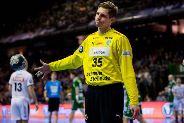 26 12 2019, xfrx, Handball Bundesliga, Fuechse Berlin SC DHfK Leipzig emspor, v l Joel Birlehm SC DHfK Leipzig DFL DFB REGULATIONS PROHIBIT ANY USE OF PHOTOGRAPHS as IMAGE SEQUENCES and or QUASI VIDEO Berlin