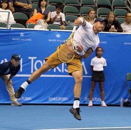 December 26, 2019 - Christian Harrison returns volley during the Hawaii Open invitational tournament match between Christian Harrison (USA) and Brandon Nakashima (USA) at the Stan Sheriff Center in Honolulu, HI - CSM. Tennis 2019: Hawaii Open DEC26 - ZUMAc04_ 20191226_zaf_c04_118 Copyright: xMichaelxSullivanx