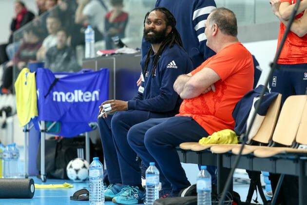 Handball WM, Frankreich Training Wesley Pardin (France) HANDBALL : Entrainement Equipe de France masculine - Preparation EHF EURO 2020 - 27 12 2019 KevinDomas Panoramic 