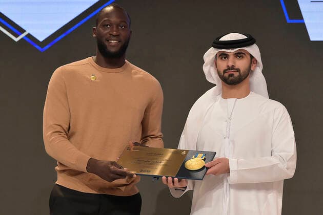 Foto Fabio Ferrari - LaPresse 28 Dicembre 2019 Dubai ( Emirati Arabi ) 14ma edizione di Dubai International Sports Conference -Globe Soccer Award 2019 Nella foto:Romelu Lukaku (Inter Milan &amp; Belgium national team, Nationalteam Star ) photo Fabio Ferrari LaPresse December 28, 2019 Dubai (Unated Arab Emirate) Sport 13th edition of the Dubai International Sports Conference - - Globe Soccer Award 2019 In the pic:Romelu Lukaku (Inter Milan &amp; Belgium National Team Star )  Copyright: xFabioxFerrari LaPresse LaPresse x