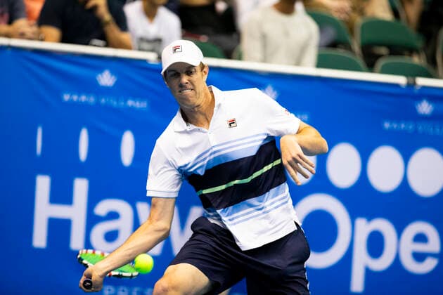 December 28, 2019 - Sam Querrey returns a ball during play at the Hawaii Open invitational tournament match between Brandon Nakashima (USA) and Sam Querrey (USA) at the Stan Sheriff Center in Honolulu, HI CSM Tennis 2019: Hawaii Open DEC 28 - ZUMAc04_ 20191228_zaf_c04_200 Copyright: xGlennxYozax