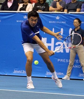 December 28, 2019 - Brandon Nakashima hits a return shot in the championship match at the Hawaii Open invitational tournament between 44th ranked Sam Querrey (USA) and unranked Brandon Nakashima (USA) at the Stan Sheriff Center in Honolulu, HI - CSM Tennis 2019: Hawaii Open DEC28 - ZUMAc04_ 20191228_zaf_c04_378 Copyright: xMichaelxSullivanx