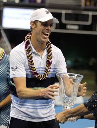 December 28, 2019 - Sam Querrey is presented the championship trophy after the championship match at the Hawaii Open invitational tournament between 44th ranked Sam Querrey (USA) and unranked Brandon Nakashima (USA) at the Stan Sheriff Center in Honolulu, HI - CSM Tennis 2019: Hawaii Open DEC28 - ZUMAc04_ 20191228_zaf_c04_450 Copyright: xMichaelxSullivanx