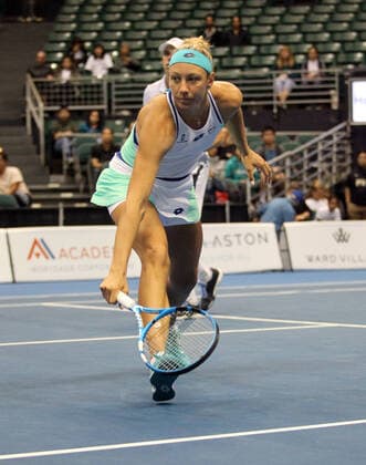 December 28, 2019 - Yanina Wickmayer runs to the net in a mixed doubles exhibition match at the Hawaii Open invitational tournament between teams Danielle Collins Sam Querrey and Yanina Wickmayer Christian Harrison at the Stan Sheriff Center in Honolulu, HI - CSM Tennis 2019: Hawaii Open DEC28 - ZUMAc04_ 20191228_zaf_c04_519 Copyright: xMichaelxSullivanx