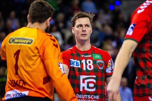 Hans Lindberg Foxes Berlin 18 at the game in the Handball Bundesliga, TVB 1898 Stuttgart light Foxes Berlin dark Stuttgart 29 12 19 Handball 20 Matchday , Stuttgart Baden Wuerttemberg Germany Porsche Arena
