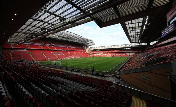 29th December 2019; Anfield, Liverpool, Merseyside, England; English Premier League Football, Liverpool versus Wolverhampton Wanderers; a view of the stadium from the Kop end prior to the match - Strictly Editorial Use Only. No use with unauthorized audio, video, data, fixture lists, club league logos or live services. Online in-match use limited to 120 images, no video emulation. No use in betting, games or single club league player publications  ActionPlus12199104 DavidxBlunsden